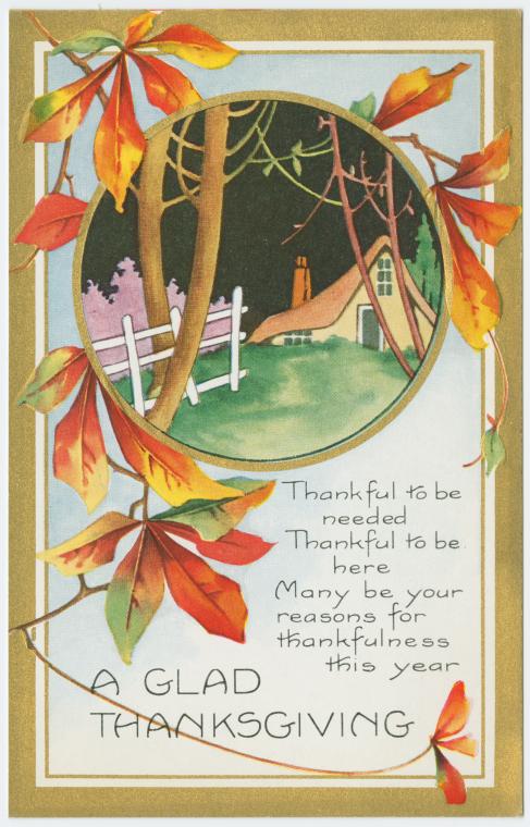 Vintage Thanksgiving postcard - A glad Thanksgiving