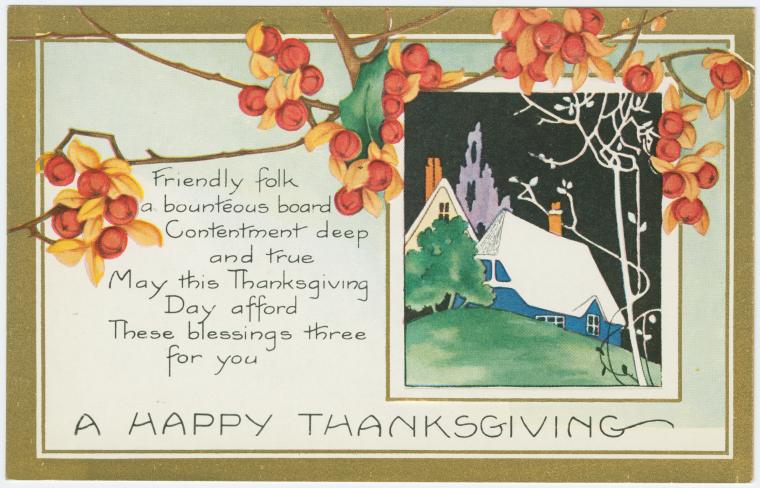 Vintage Thanksgiving postcard - A happy Thanksgiving