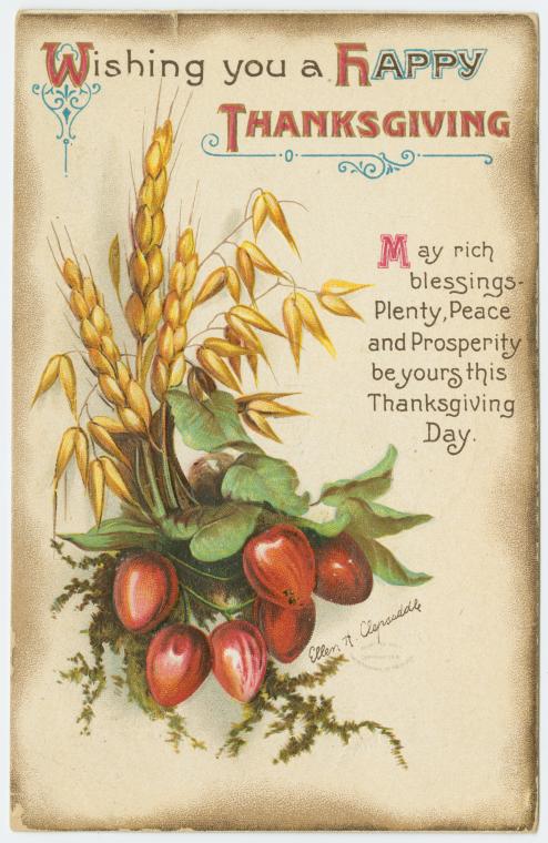 Vintage Thanksgiving postcard - Wishing you a happy Thanksgiving - Clapsaddle