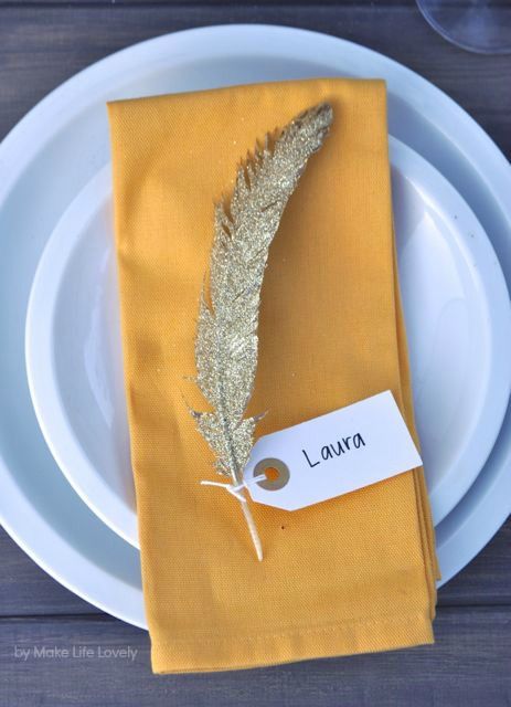 golden feather placecard