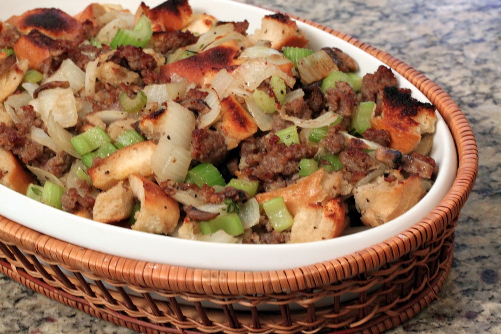 sourdough bread makes this thanksgiving stuffing delicious
