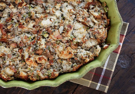 thanksgiving stuffing with turkey sausage and herbs
