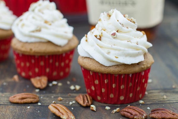 With a splash of bourbon in the batter and in the frosting, these are adult-only cupcakes