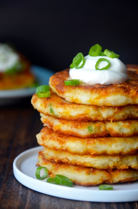 use up leftover mashed potatoes for savory pancakes