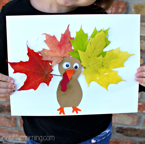 kids craft leaf turkeys