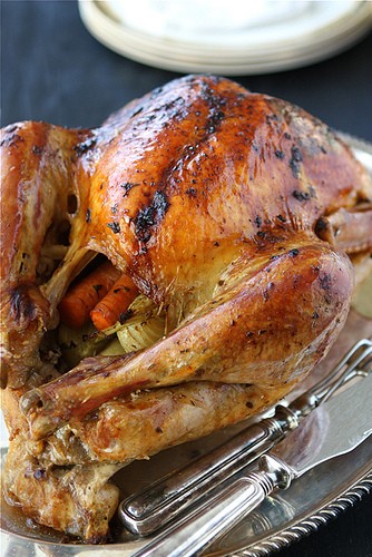 this thanksgiving turkey is rubbed with an herb butter