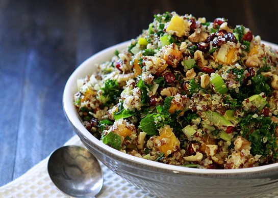 quinoa and kale stuffing with squash