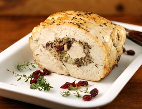 turkey breast stuffed with cranberries and wild rice