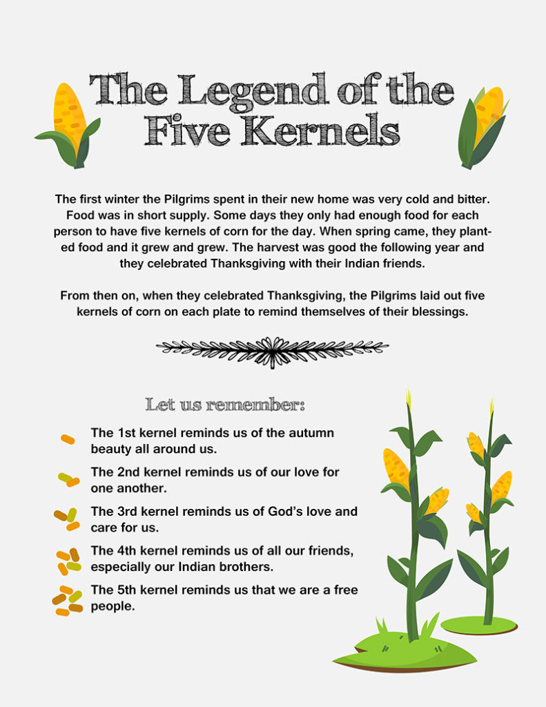 Kids lesson The legend of the five kernels