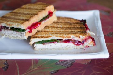 Turkey cranberry stuffing panini recipe with Thanksgiving leftovers from MakeItGrateful.com