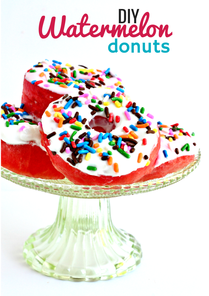 "Donuts" made of watermelon and whipped cream make a light and fruity dessert