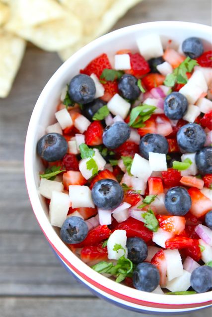 Blueberry, strawberry and jicama salad for Memorial Day