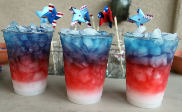 Gatorade and pina colada mix mocktail for Memorial Day or Fourth of July 