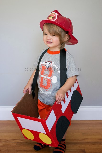 DIY toddler fireman Halloween costume