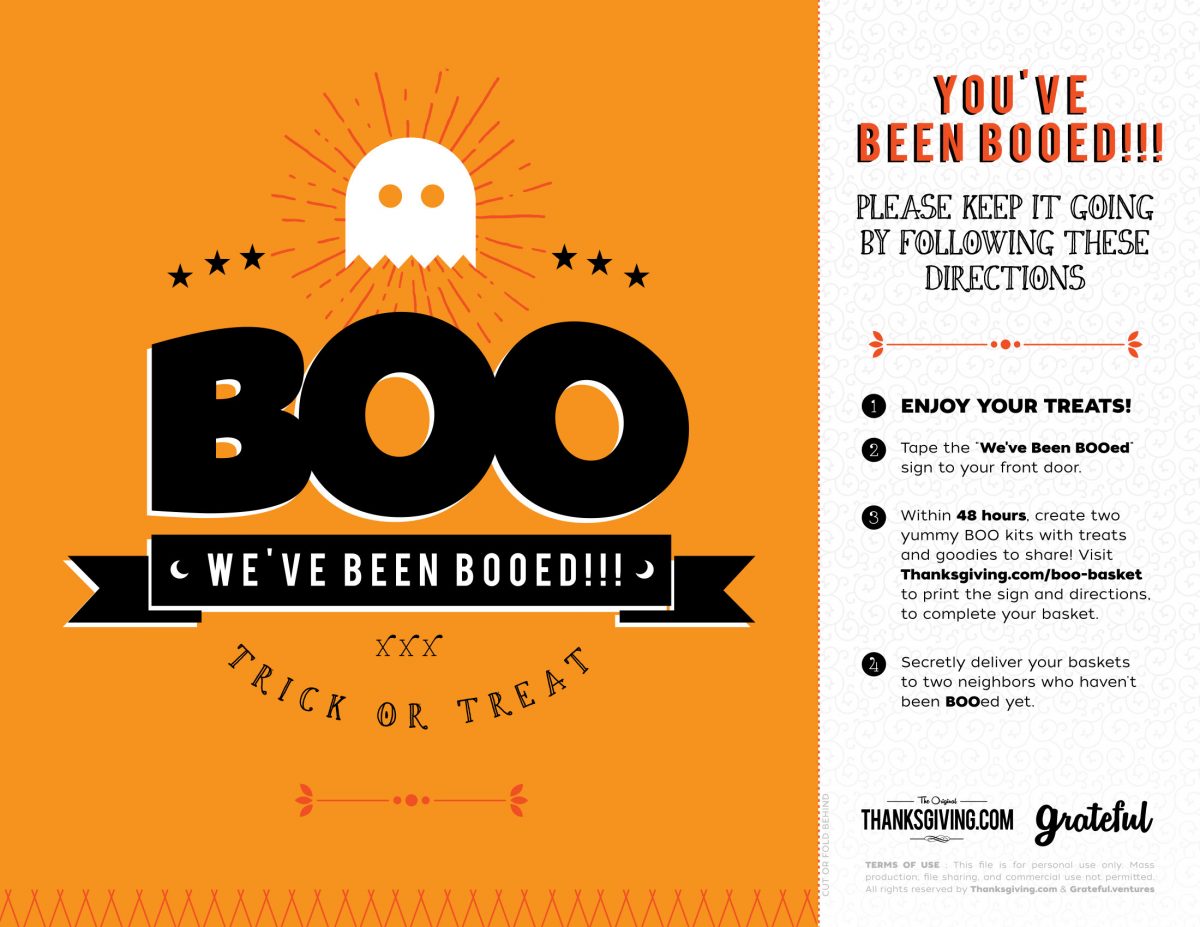 You've been BOOed! Orange set of printable signs with directions