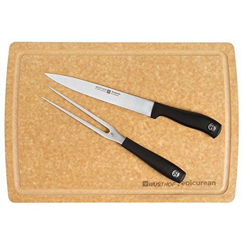 Wusthof Silverpoint 2-piece Carving Set with 16" x 11" Epicurean Board