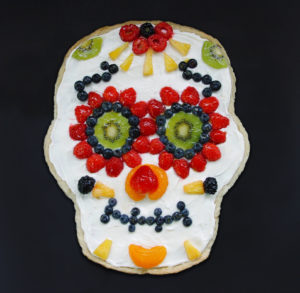 Skeleton Fruit Pizza for Halloween