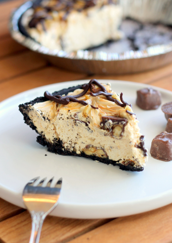 No Bake Snickers Pie for Thanksgiving no bake desserts