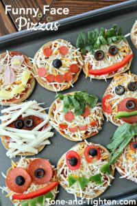 Funny Face Pizzas for Halloween