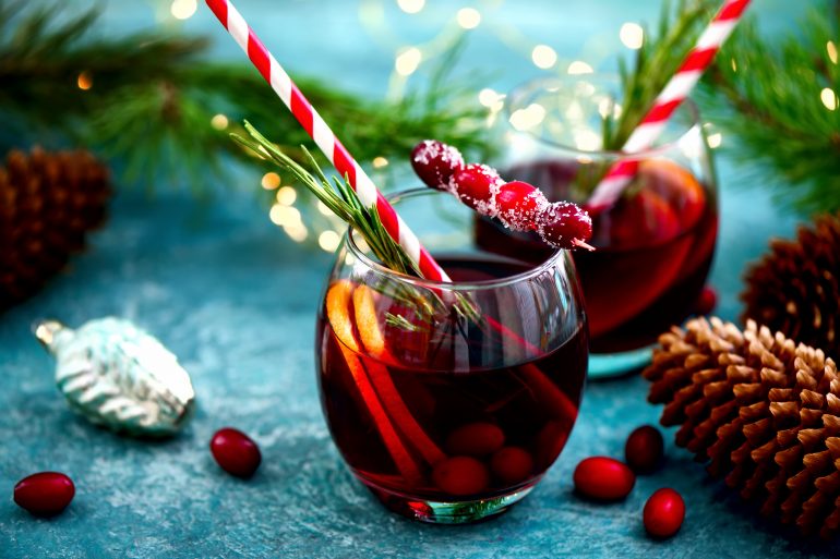 Christmas punch on a winter table