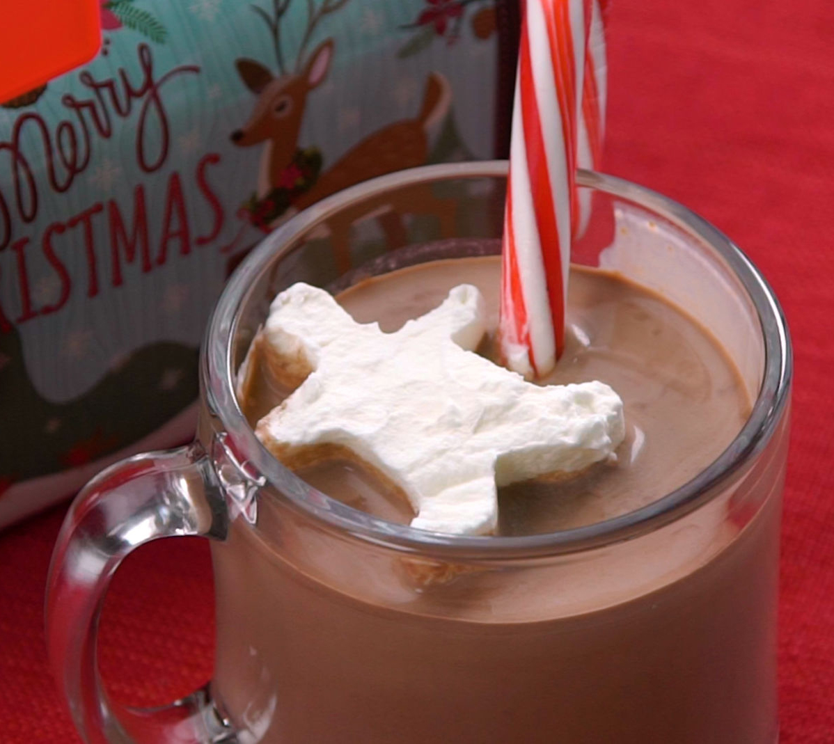 Holiday cocoa with peppermint cream