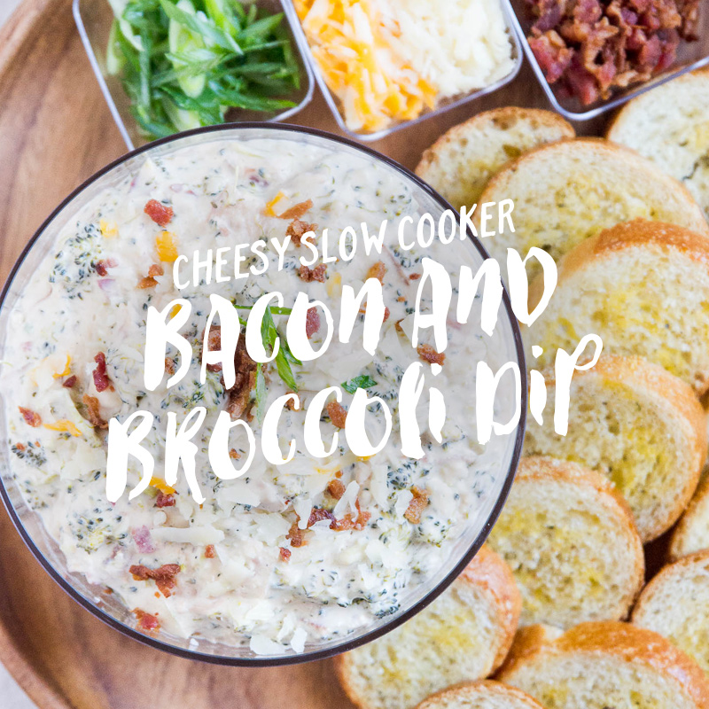 Cheesy slow cooker bacon and broccoli dip