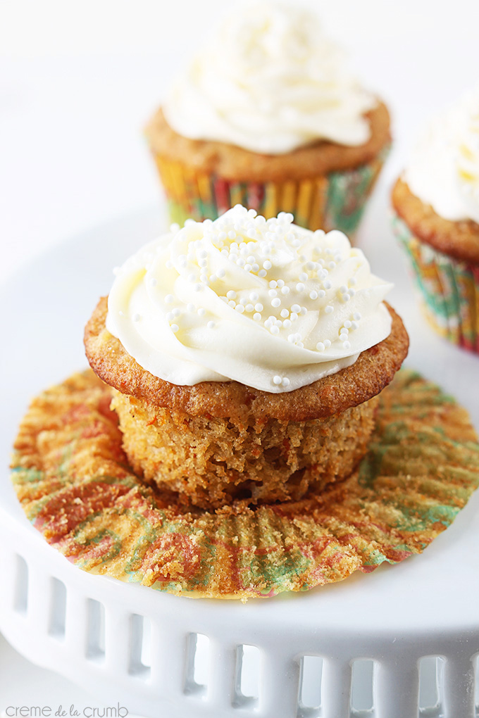 Carrot Cake Cupcakes with Cream Cheese Frosting by Le Creme de la Crumb