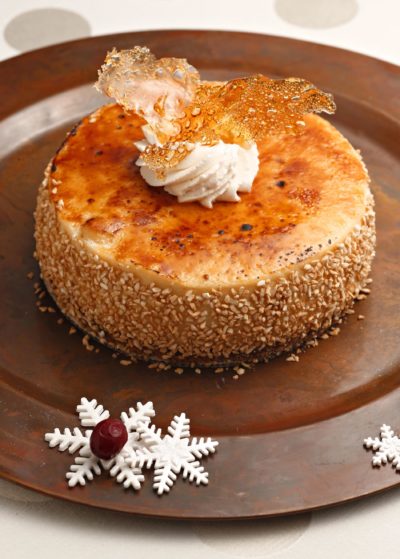 Eggnog brûlée cheesecake from Honey Moon Sweets in Tempe Arizona
