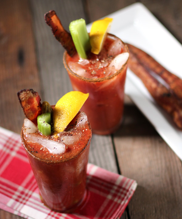 Smoked Bloody Mary with smoked bacon