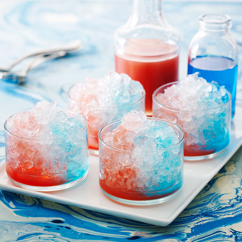 Boozy red, white and blue snowcones