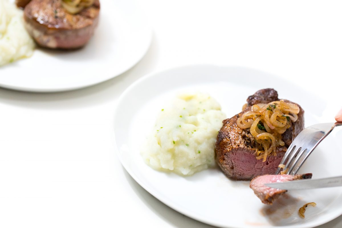 Pan-seared filet mignon with shallot butter