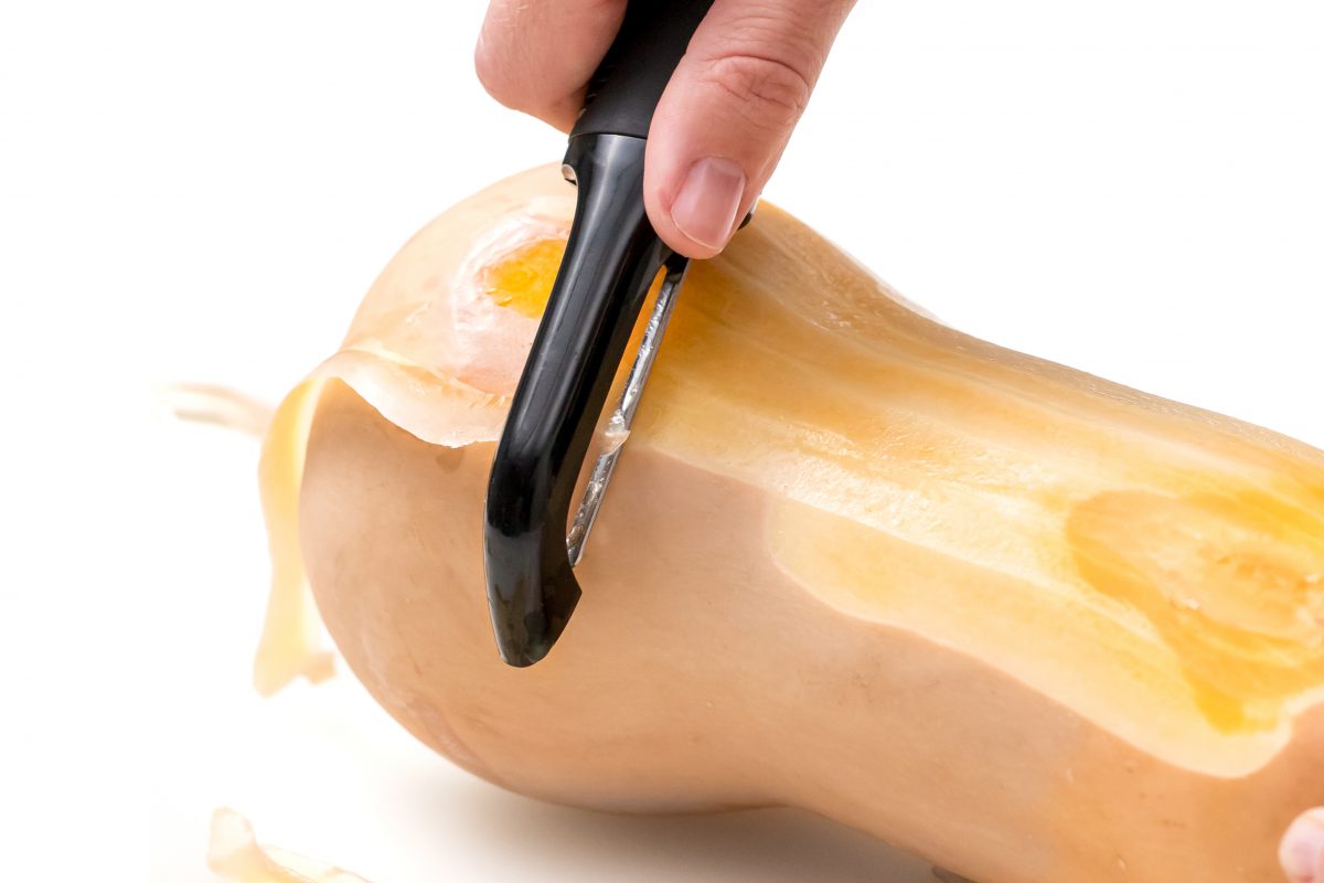 Peel butternut squash and trim ends
