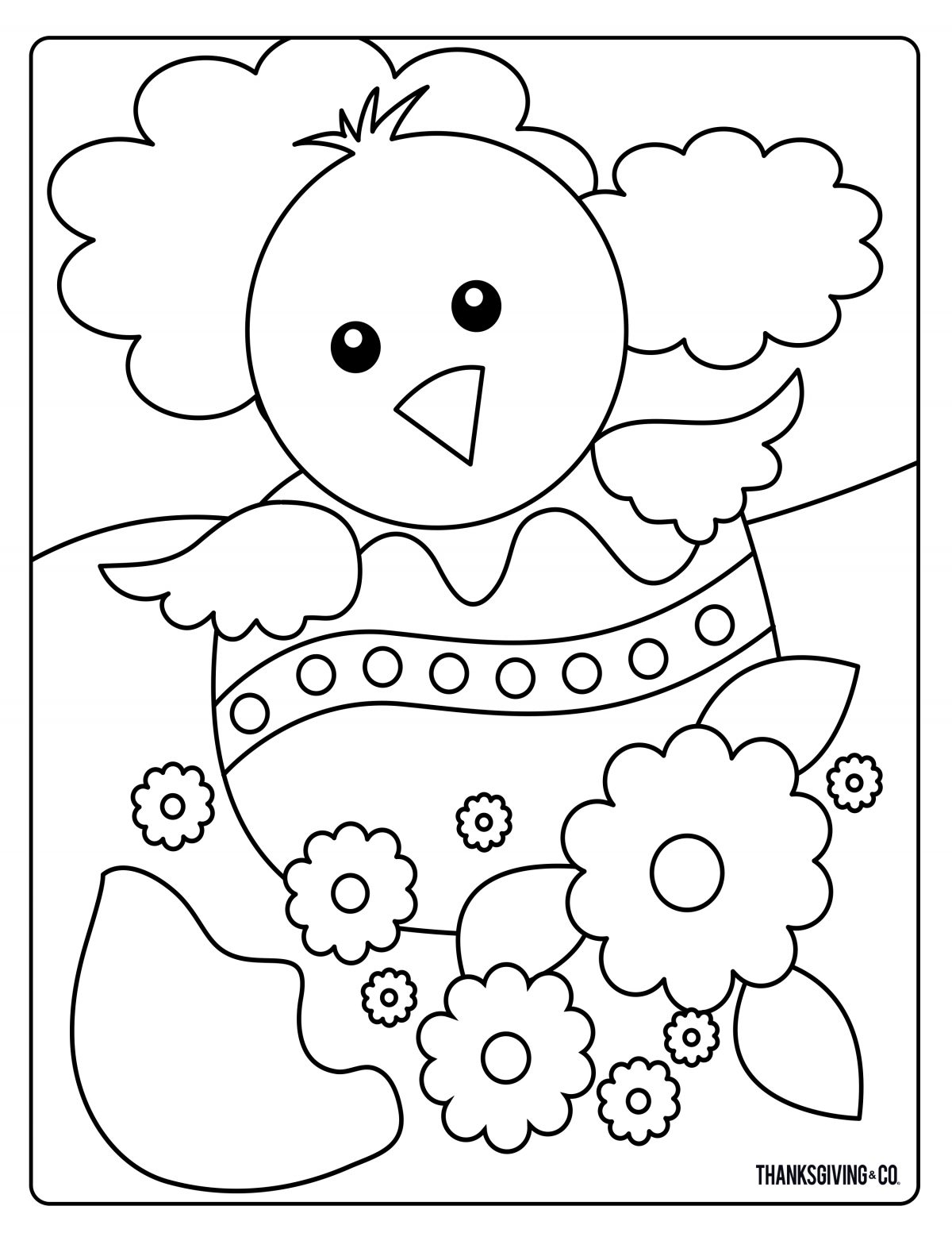 Coloring book page - Egg Chick