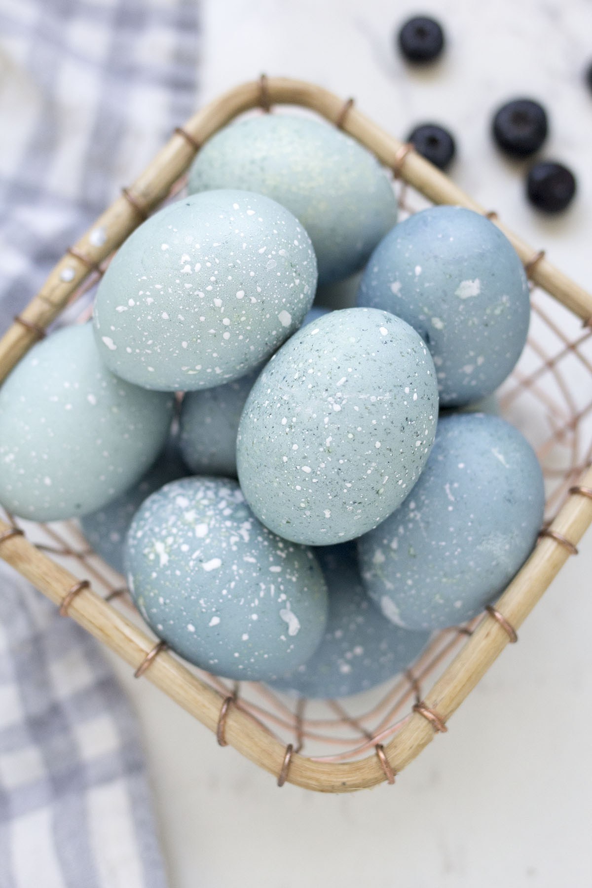 Blueberry-dyed Easter eggs