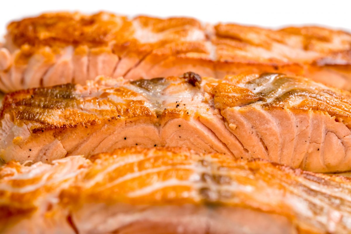 Uncover seared salmon