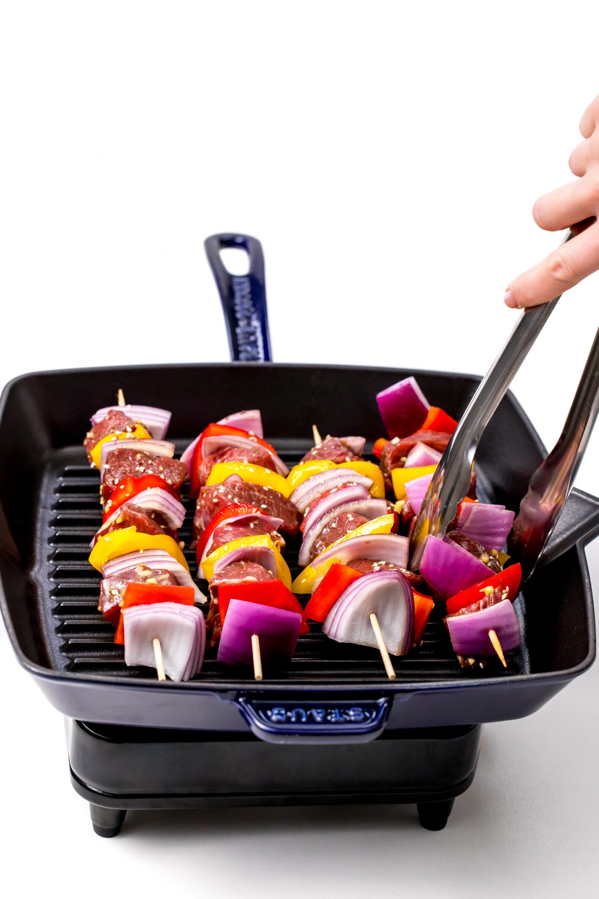 Place Korean steak kabobs on heated grill