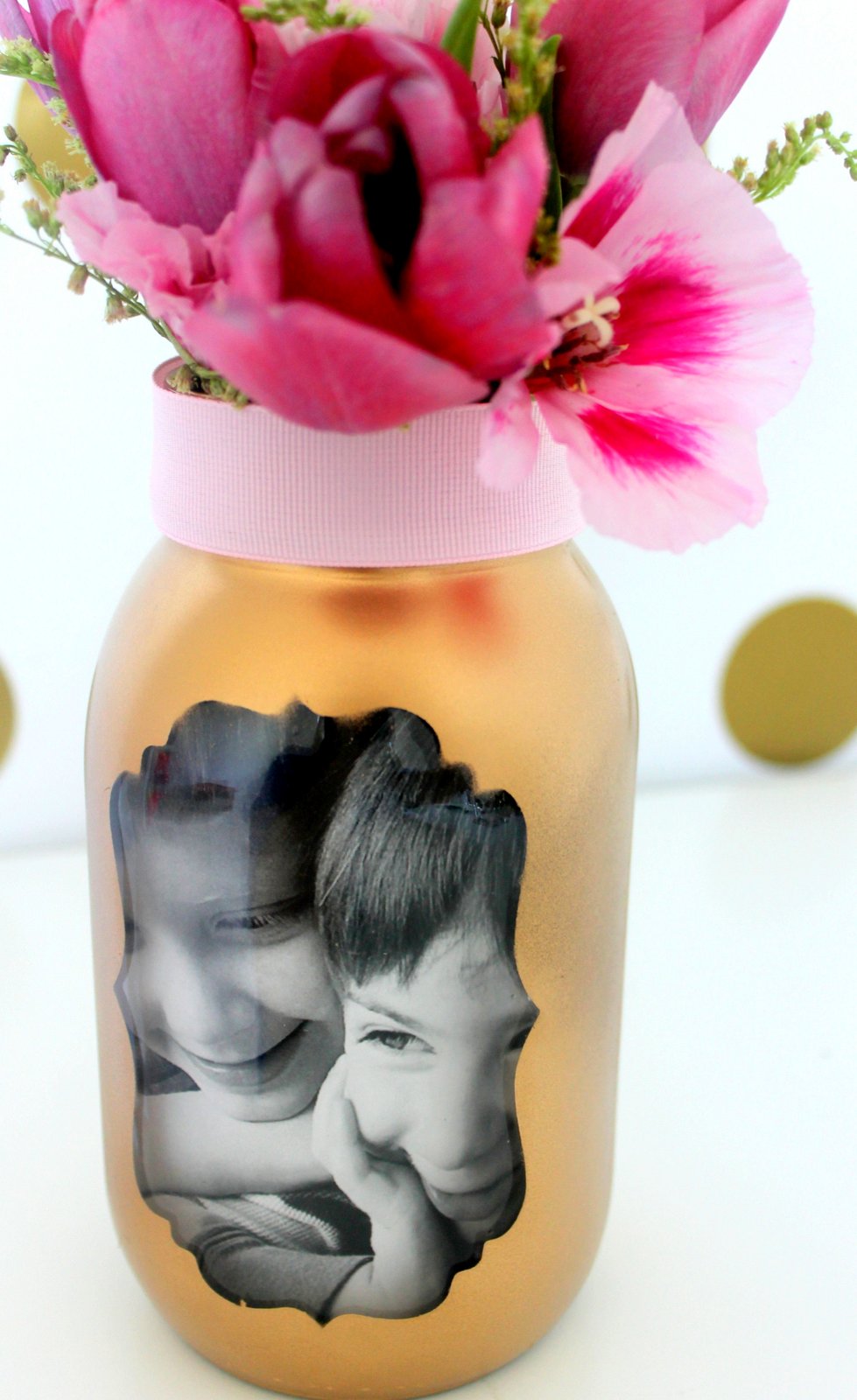 Mother's Day photo Mason jar vase
