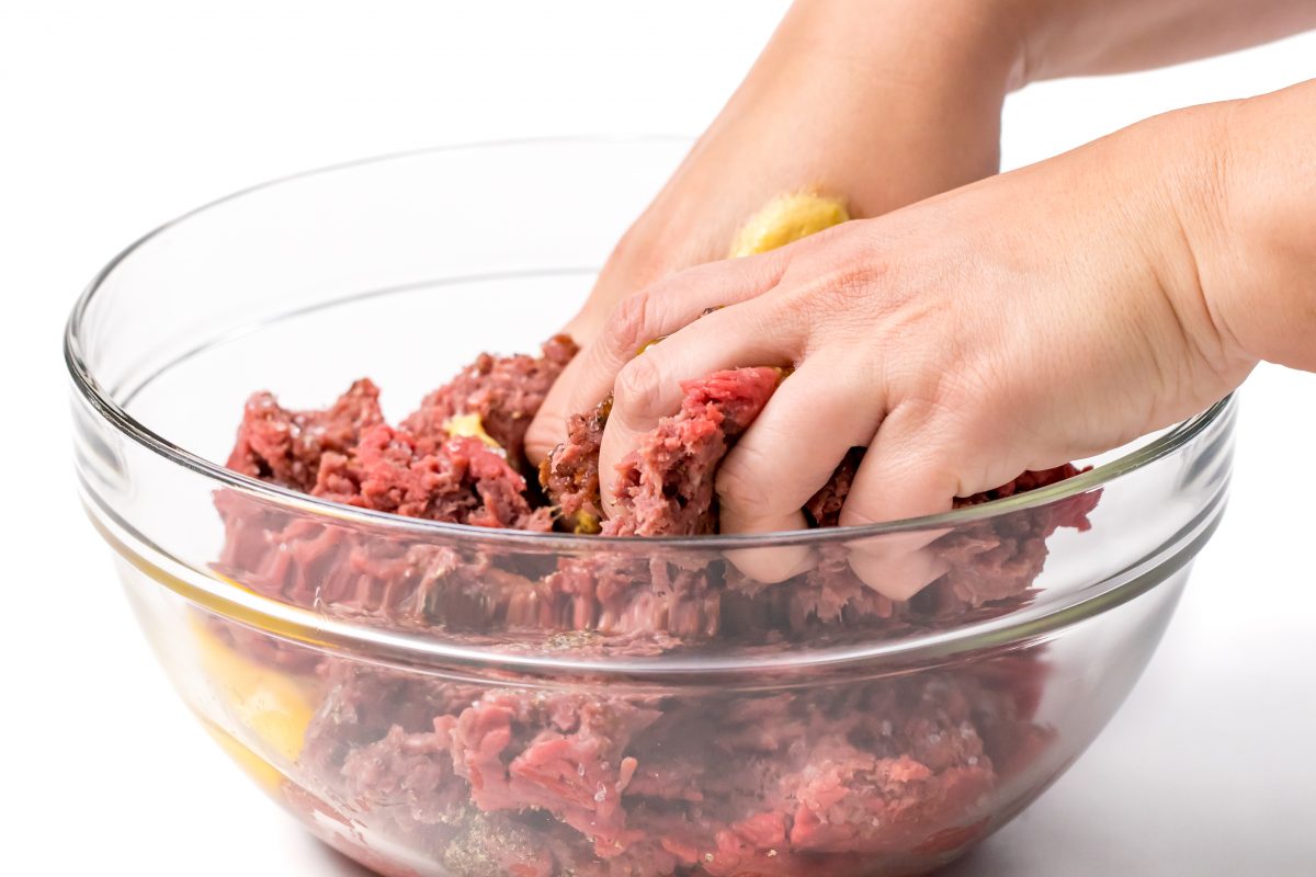 Mix meat mixture gently