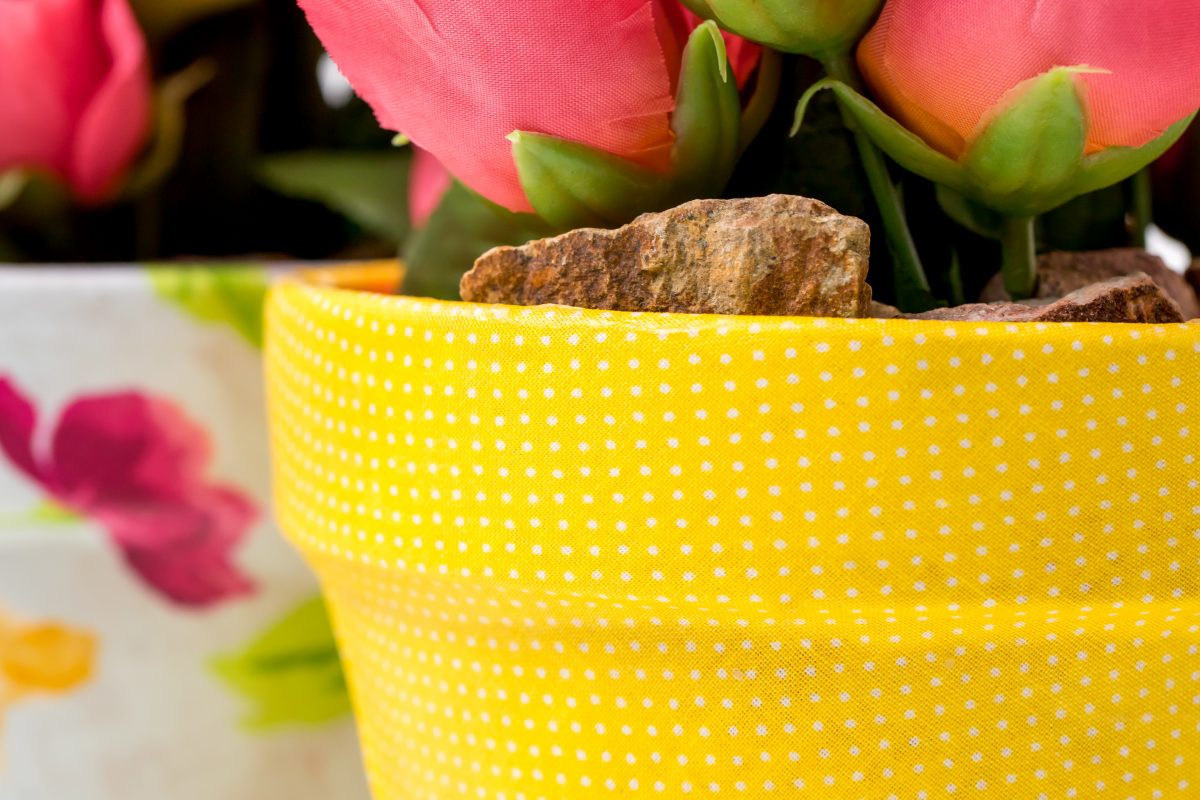 Fabric Covered Flower Pot