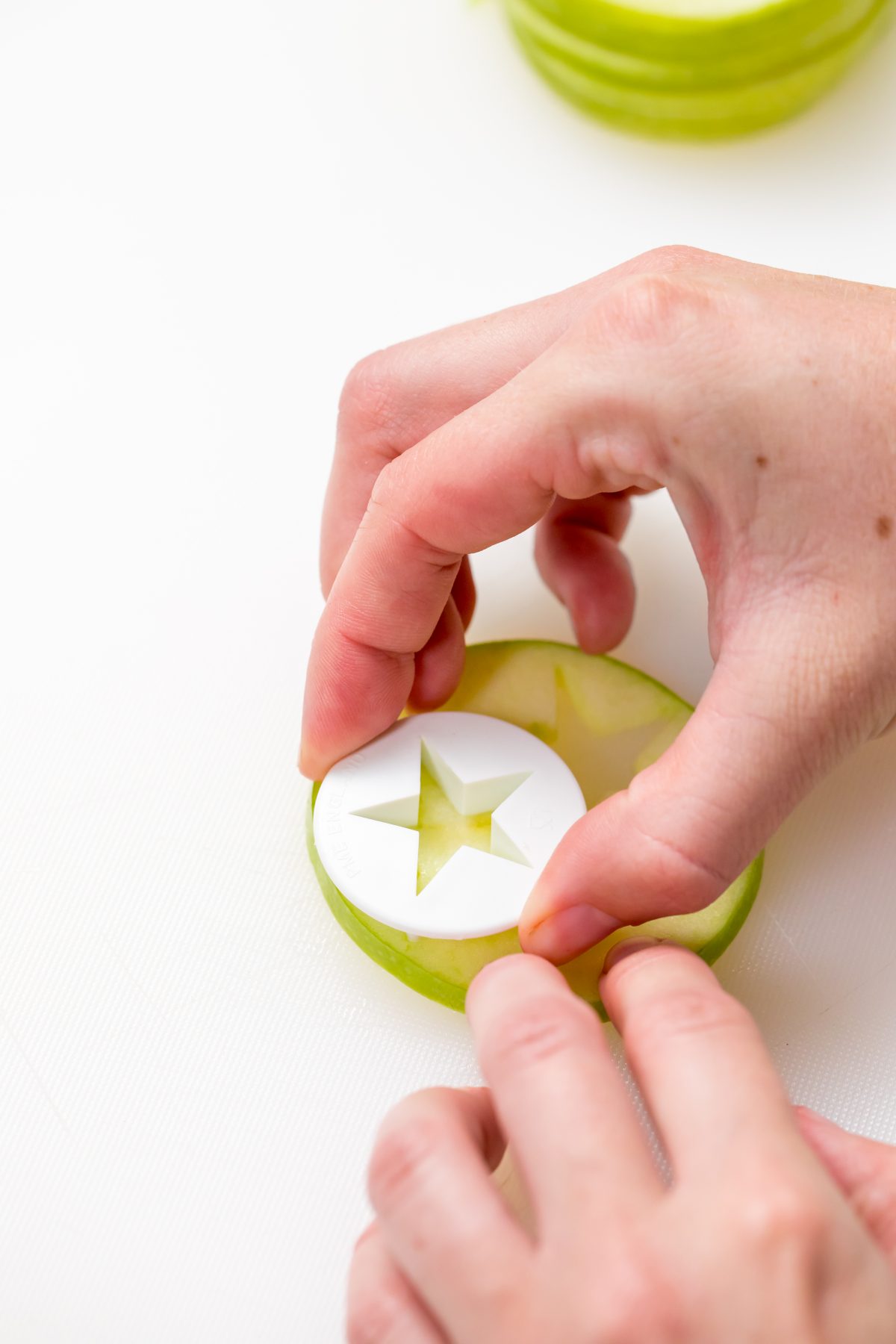 Cut apple stars with a cookie cutter