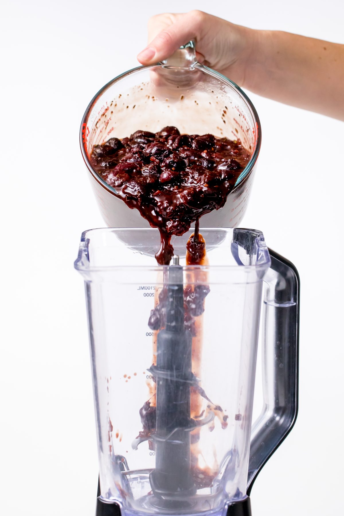 Pour cooled mixture into blender for cherry bbq sauce