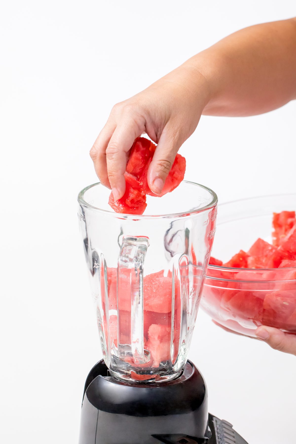 Add watermelon chunks to blender