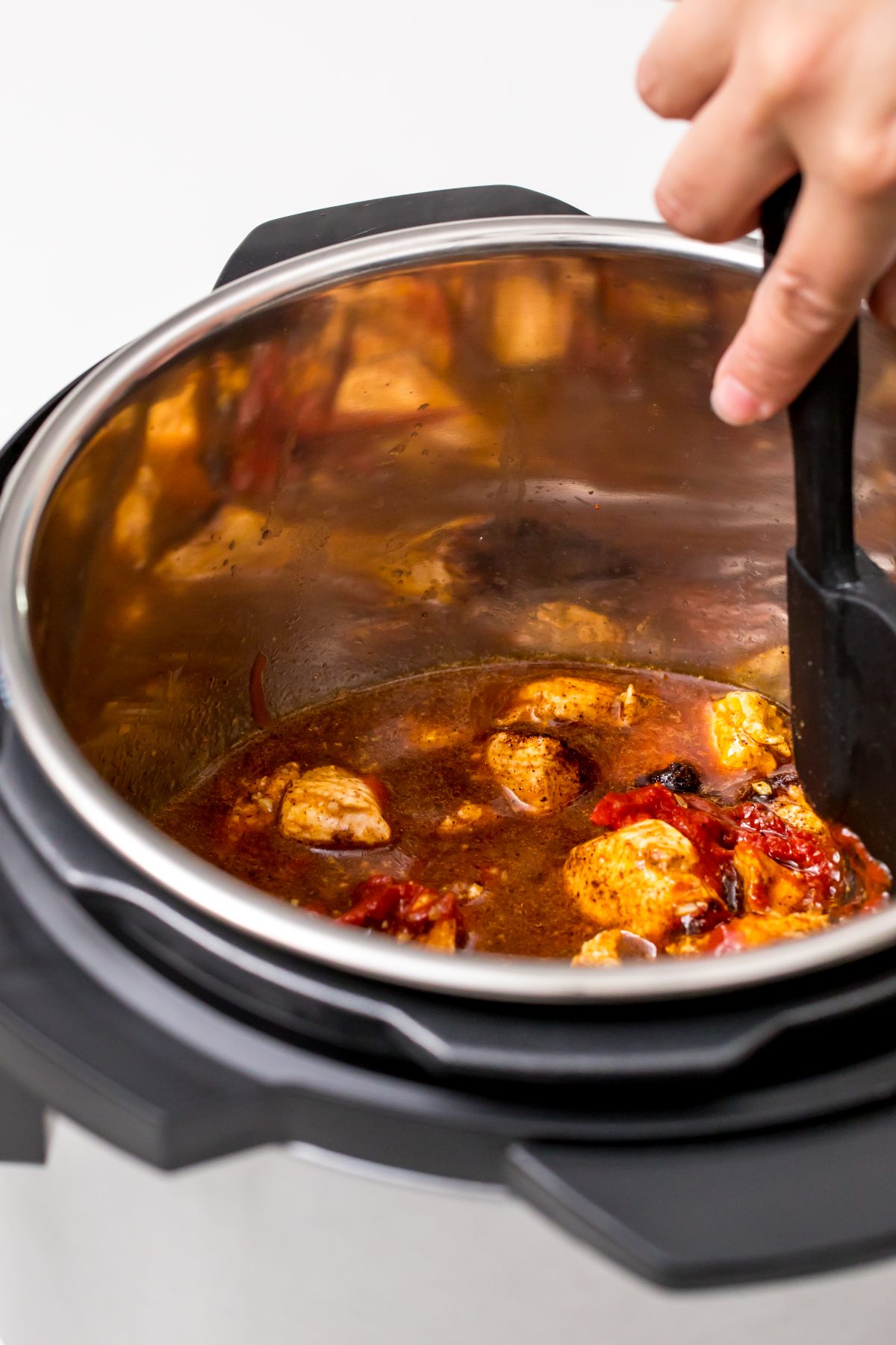 Stirring chicken in instant pot