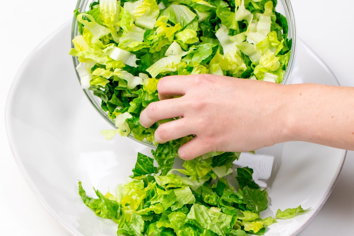 Place chopped lettuce onto large plate