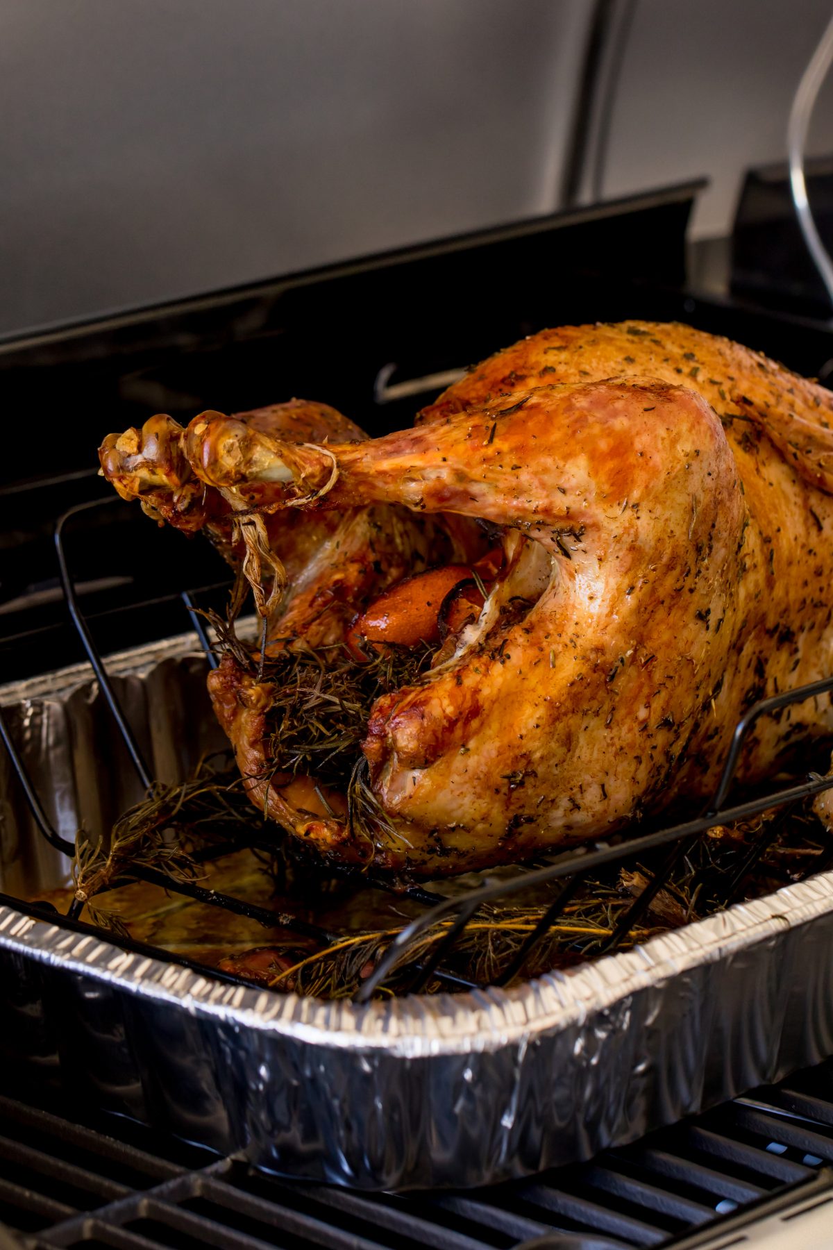 Cook the turkey until it is completely crispy and brown.