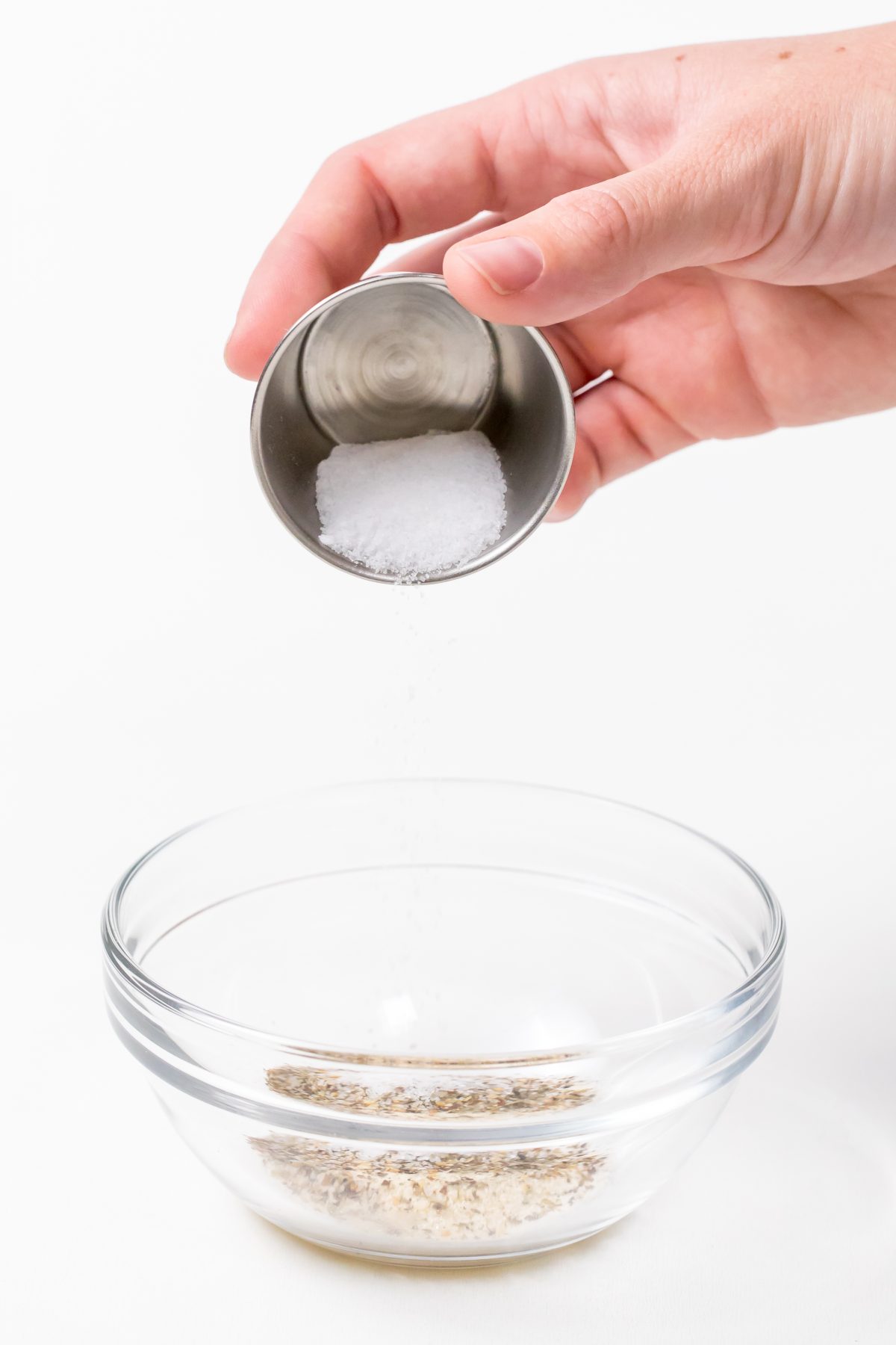 Salt being added to bowl
