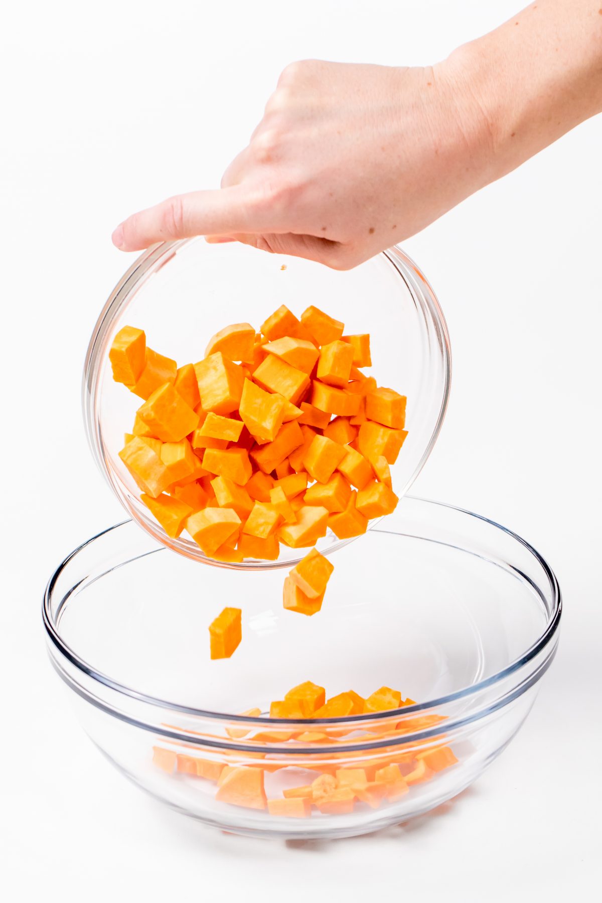 Add cubed sweet potato to bowl