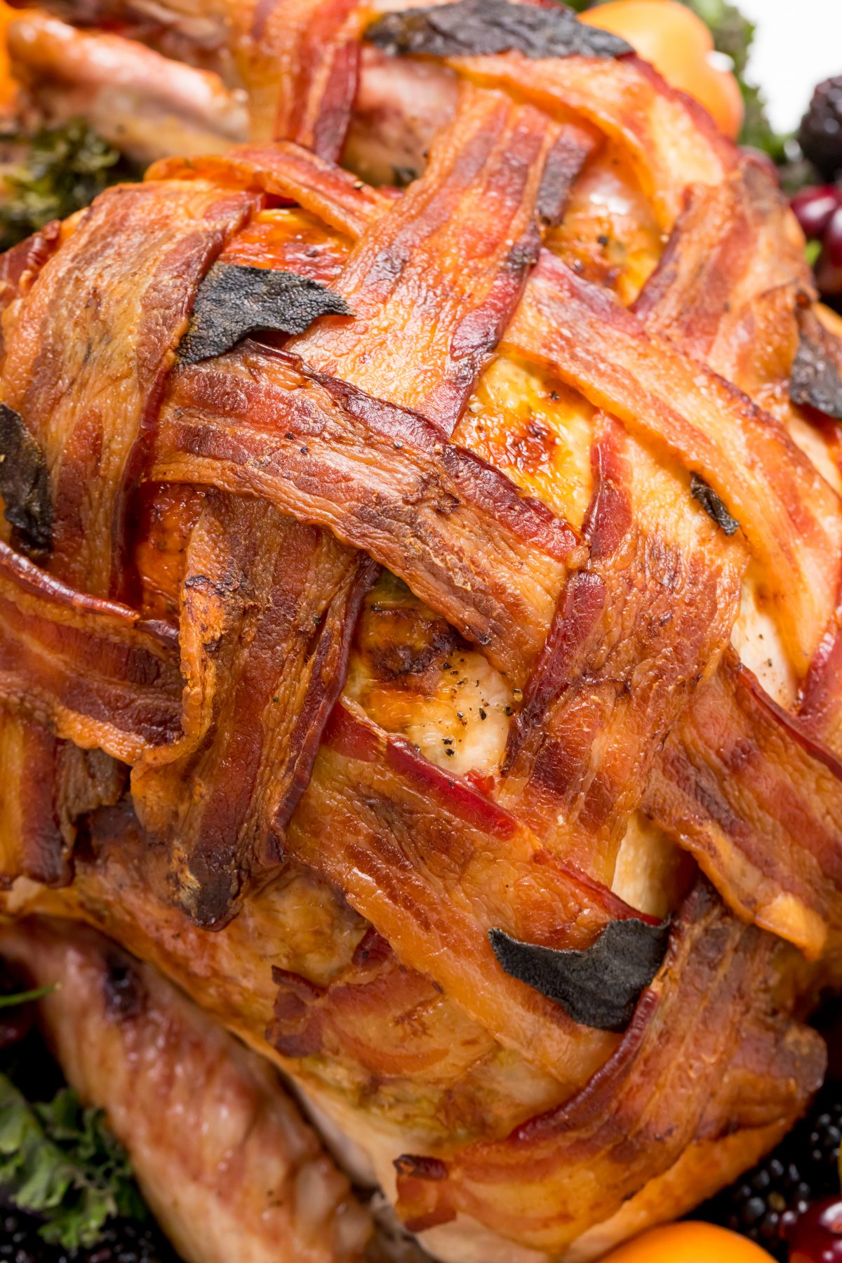 5D4B9739 - Bacon Wrapped Turkey - close-up of cooked bacon wrapped turkey