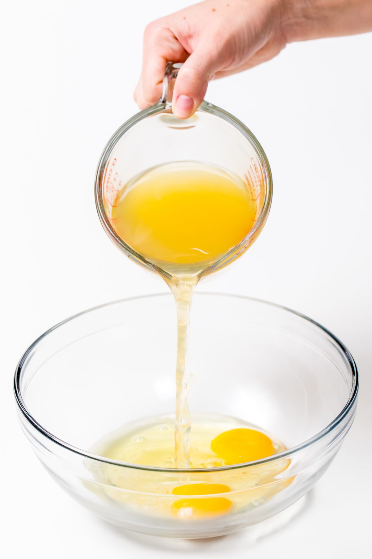 Whisk together eggs and stock