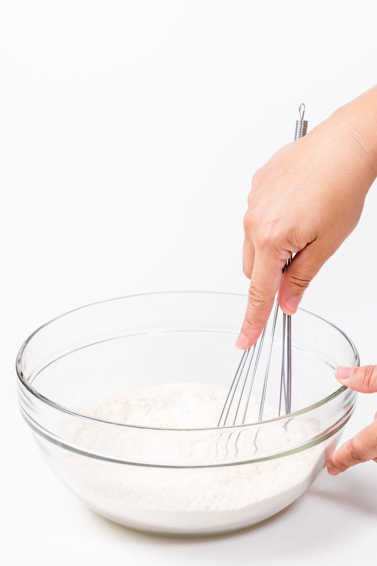 Stir flour and cake flour together in a mixing bowl
